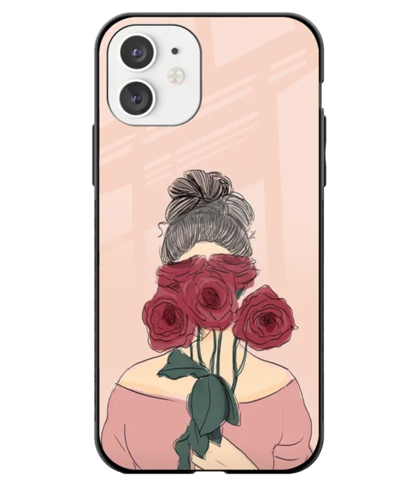 Girl With Roses Printed Glass Case