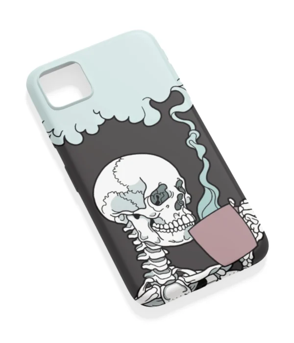 Skeleton Drinking Coffee Printed Soft Silicone Back Cover