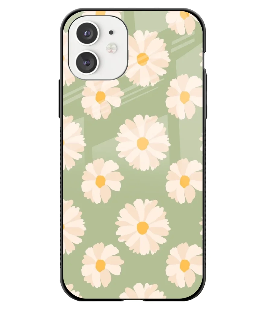 Spring Daisy Flower Pattern Printed Glass Case