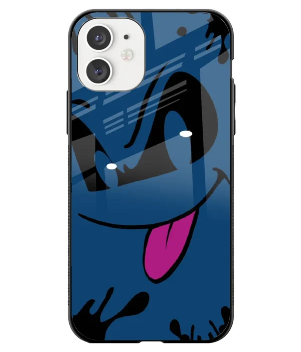 Wacky Emoji Art Blue Printed Glass Case