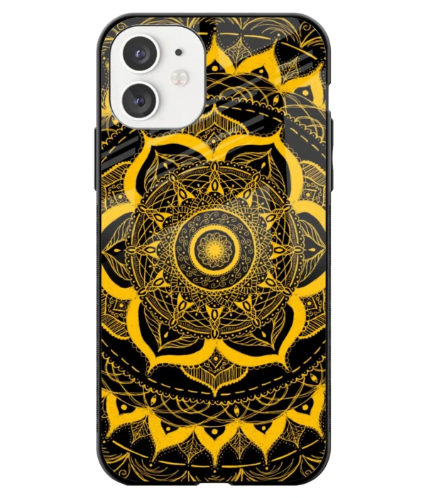 Yellow Mandala Art Printed Glass Case