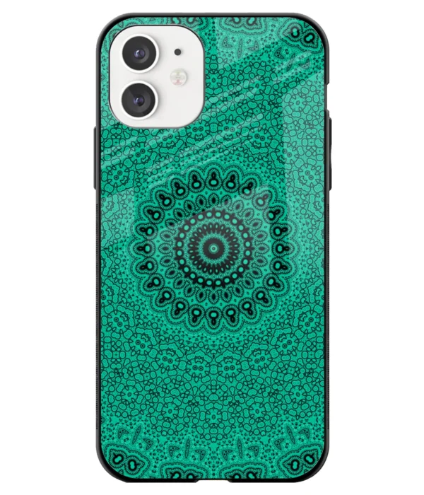 Green Mandala Art Printed Glass Case