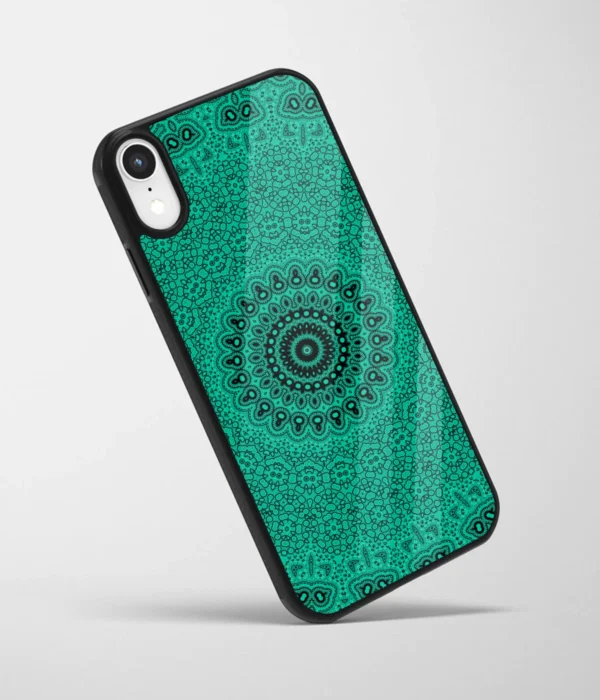 Green Mandala Art Printed Glass Case