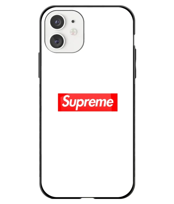 Supreme White Logo Printed Glass Case