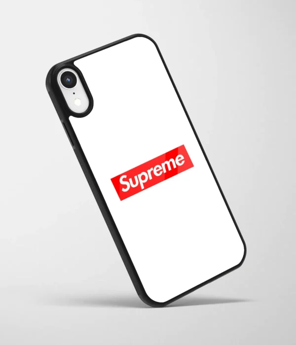 Supreme White Logo Printed Glass Case