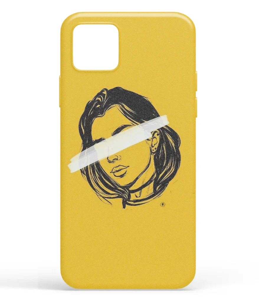 Minimal Girl Art Yellow Printed Soft Silicone Back Cover