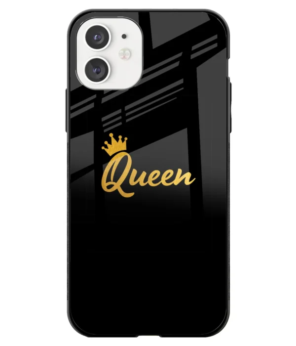 Queen Gold Print Printed Glass Case