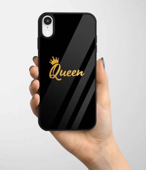 Queen Gold Print Printed Glass Case